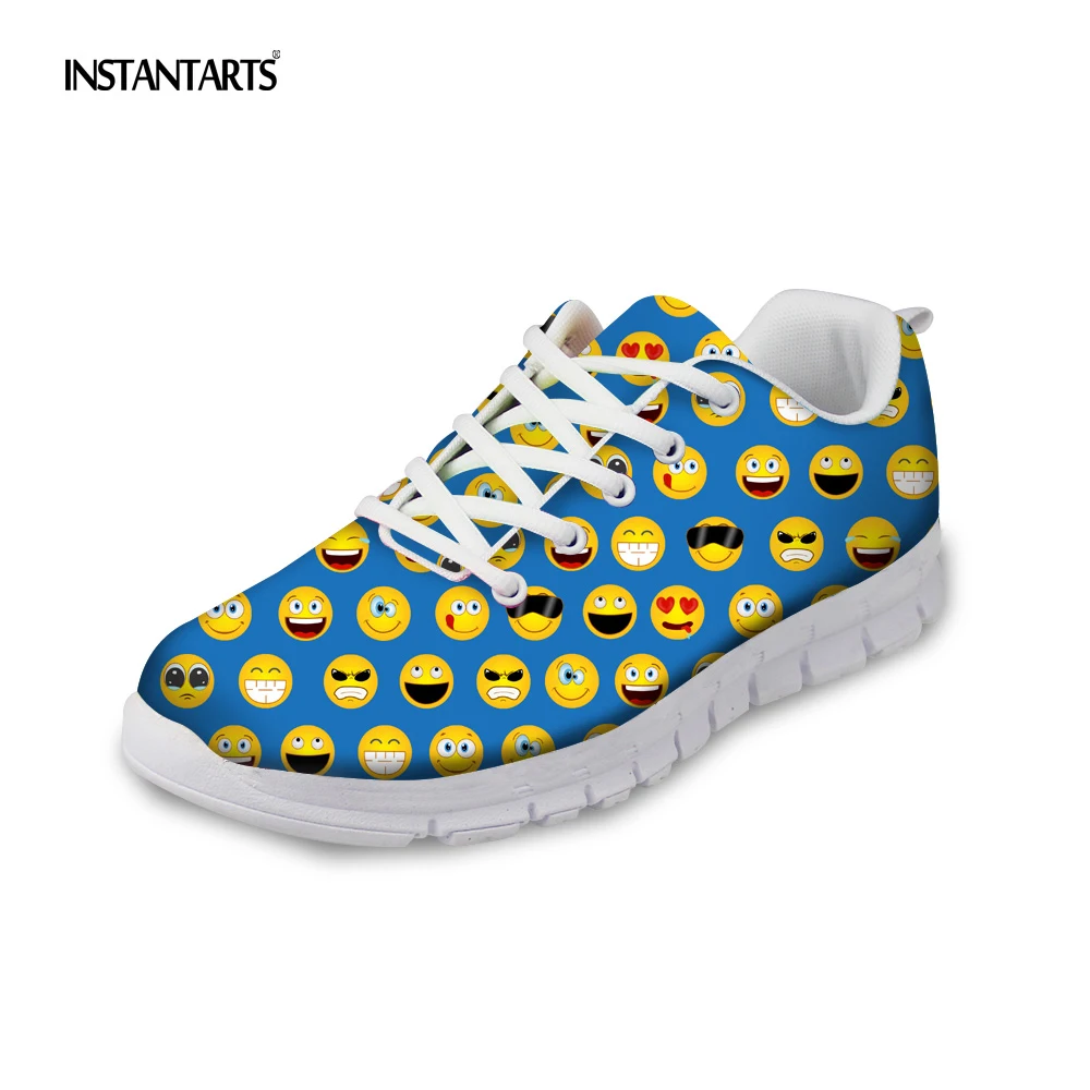 INSTANTARTS Cute Emoji Smile Face Printing Casual Sneaker Shoes for Men