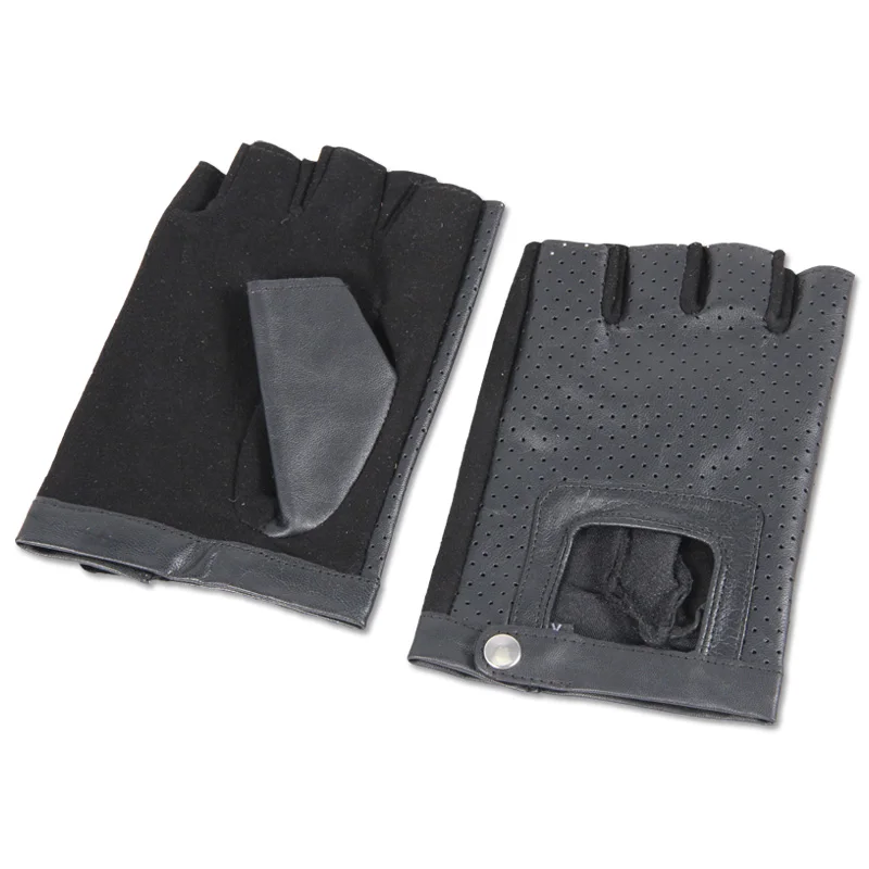 Summer Male Semi-Finger Driving Gloves Ride Outside Sport Breathable Slip-Resistant Mitring Men Leather Half Finger Gloves