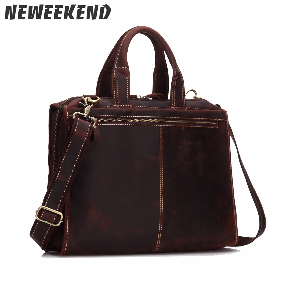 

Men's Genuine Cowhide Leather Briefcase Office Business Portfolio Crossbody Shoulder Sling Handbag Bag For Male MS3905