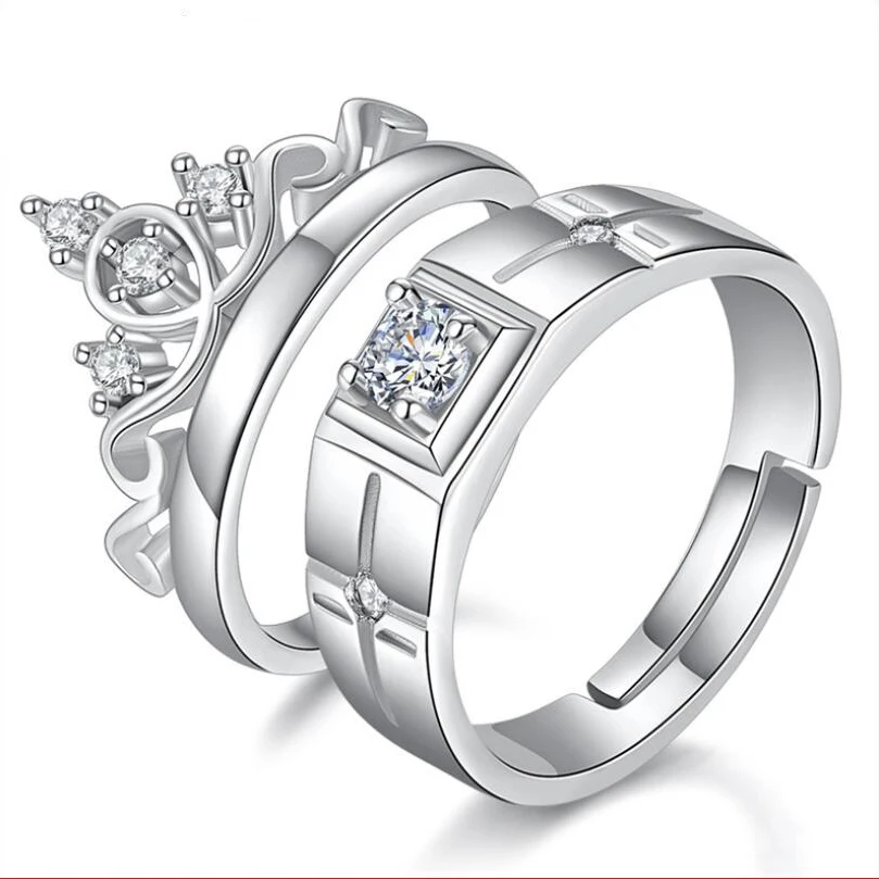 

2019 Princess Style Crown Ring AAA Cubic Zirconia Hollow Heart Silver Color Ring For Women Jewelry Engagement Wedding Party