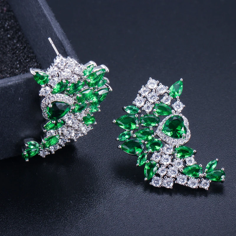 emerald stud earrings -ae225 5