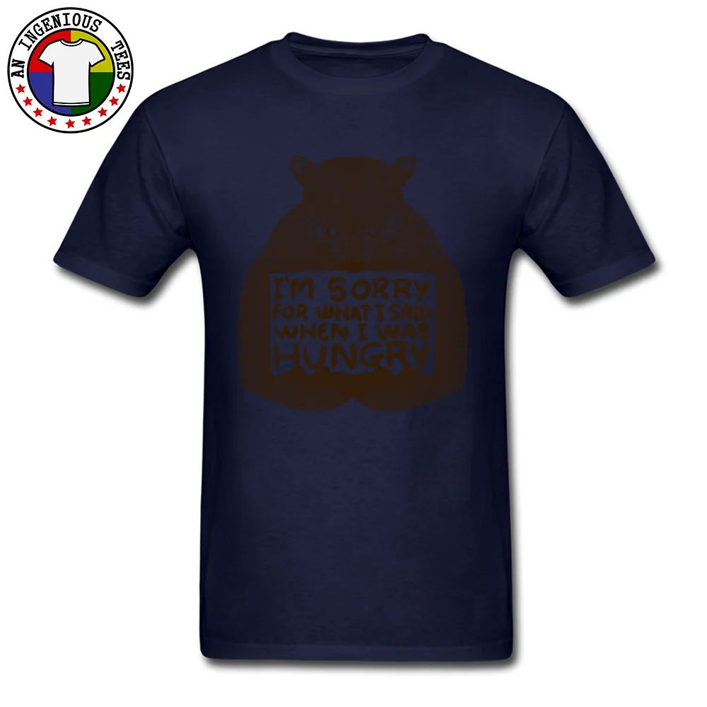 Party Print T-shirts for Men 100% Cotton Fabric Summer/Autumn Tops & Tees Crazy Tees Short Sleeve Designer O-Neck Im Sorry For What I Said When I Was Hungry navy
