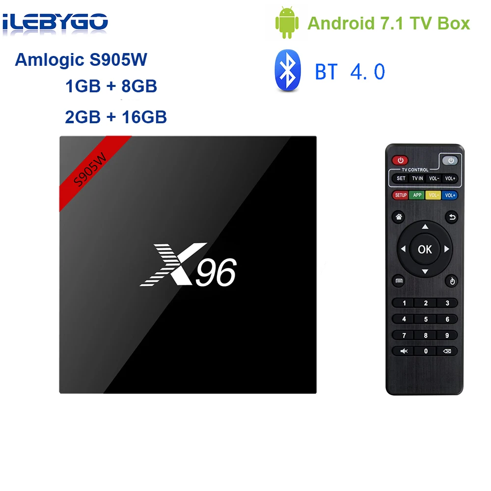 

New X96W Android 7.1 TV Box Bluetooth Smart TV Box Amlogic S905W 2+16G Support 2.4GHz WiFi HD 4K Media Player Set top Box 1+8G