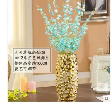 Керамическая ваза в европейском стиле-это большой пол и сухие цветы, украшение дома, гостиная, ТВ, шкаф, оформление цветочного искусства