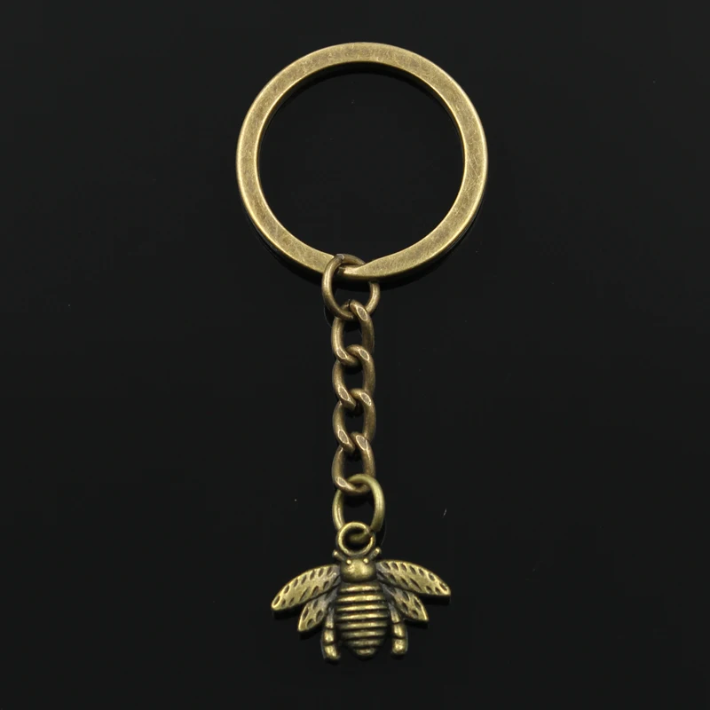 

Fashion 3cm Key Ring Metal Key Chain Keychain Jewelry Antique Bronze Silver Plated bee beetle bug 21x16mm Pendant