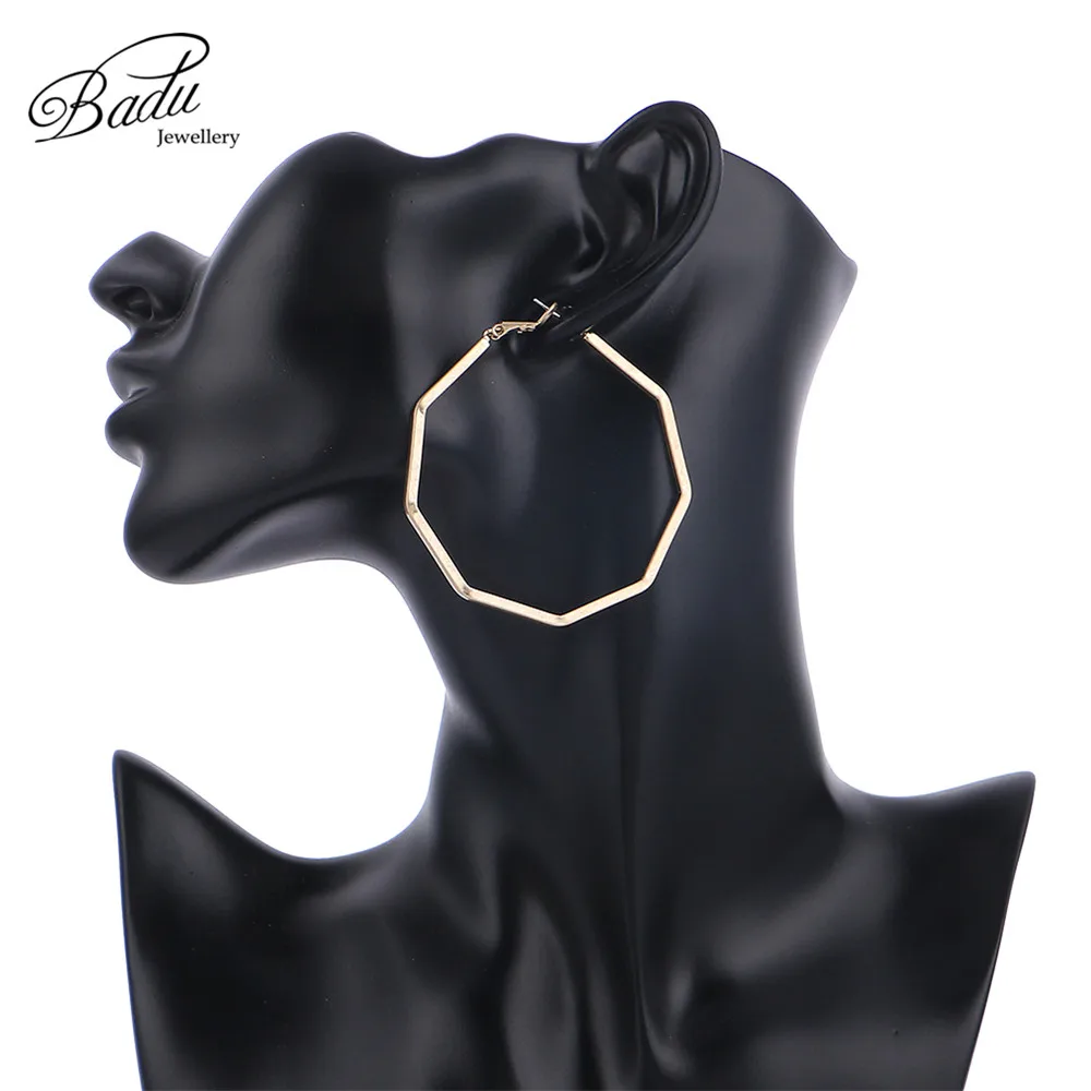 

Badu Octagon Hoop Earring Gold Silver Big Geometric Punk Earrings for Women Vintage Jewelry Statement Wild Wholesale