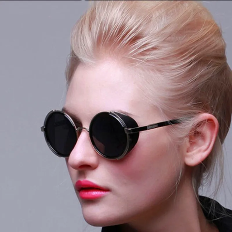 Занавес Lentes de Sol Mujer винтажные стимпанк Круглые Солнцезащитные очки Ins Модные