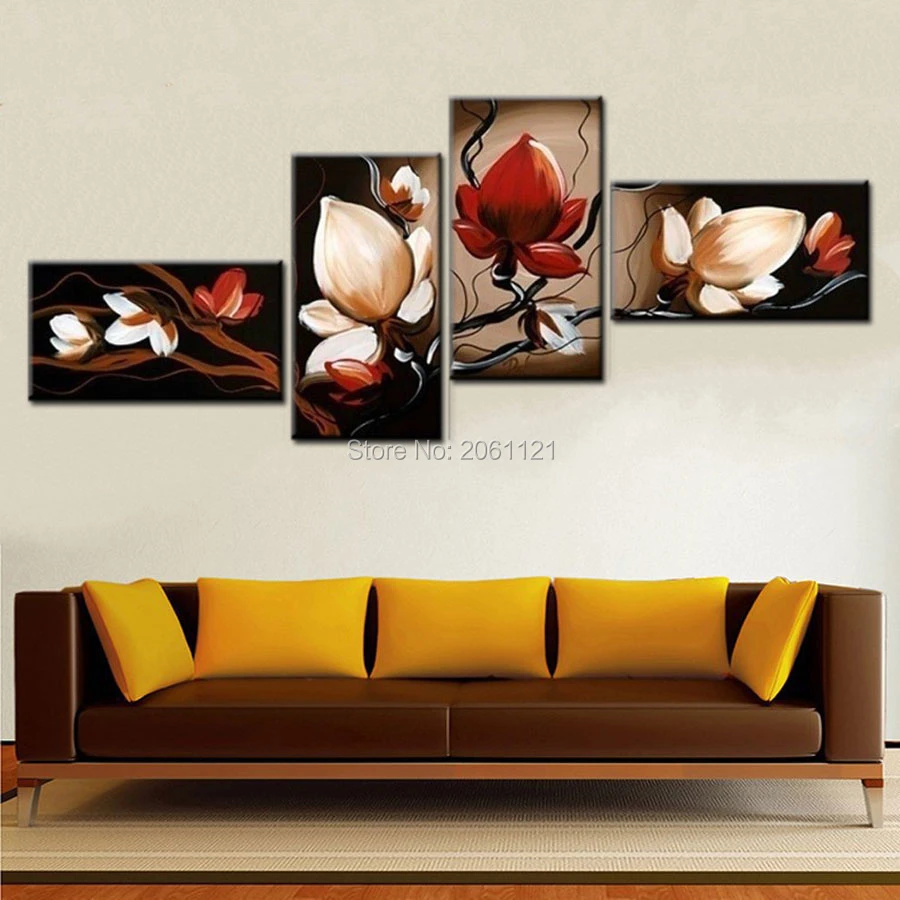 best sale dark Red flower Art Canvas Painting Oil Cheap Wall Art