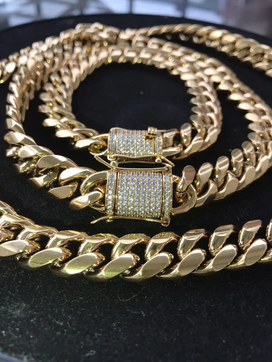 Men-Cuban-Miami-Link-Bracelet-Chain-Set