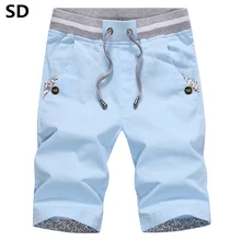 SD мужские летние шорты до колена 4XL мужские пляжные шорты с эластичной резинкой на талии повседневные шорты бермуды 1045