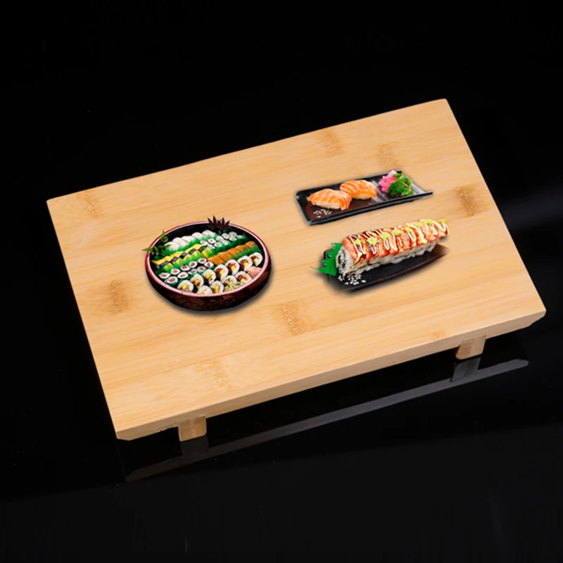 

Bamboo wood sushi tray handmade rectangle sushi stations bench table wooden baking sushi tableware 1pc