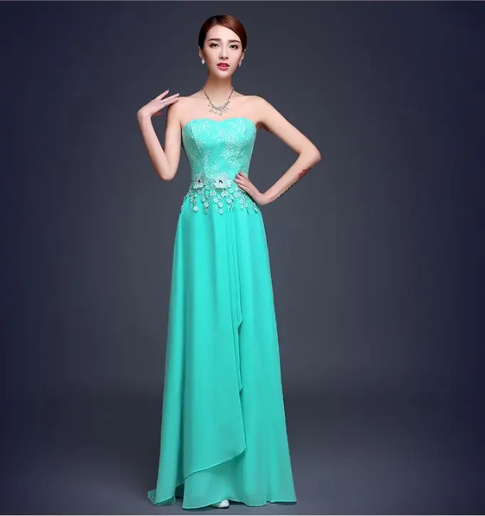 La estrella de mar vestiti donna eleganti для cerimonie2019 кружево шифон линии 6 стиль бирюзовое платье подружки невесты длинные chea - Цвет: turquoise