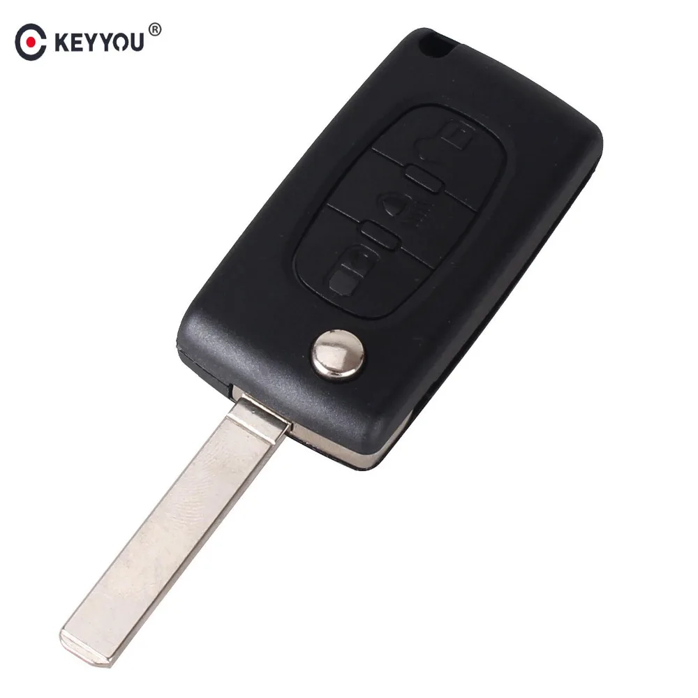 

KEYYOU Remote Key Shell Fob Flip Folding Car Key Shell Case 3 Buttons Fob For CITROEN C2 C3 C4 C5 C6 C8 CE0523 VA2 Blade
