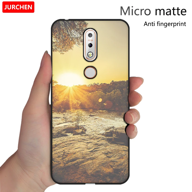 JURCHEN чехол для телефона Nokia 7 1 Nokia7.1 с 3D рисунком силиконовый мягкий черный матовый