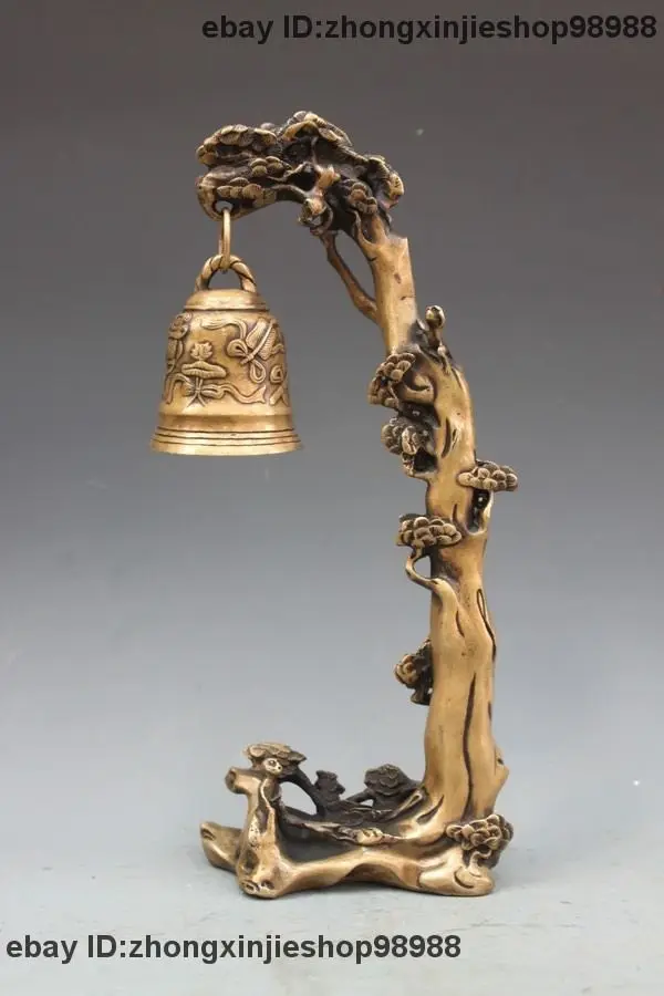 

Chinese Tibet Bronze Copper Pine Tree Monkey Buddhism Small Bell Statue