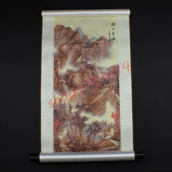 

Chinese Style Silk Axis Painting, Guxi Mountain Landscape Painting, Decorative Painting, Home Ornaments, Traditional Crafts
