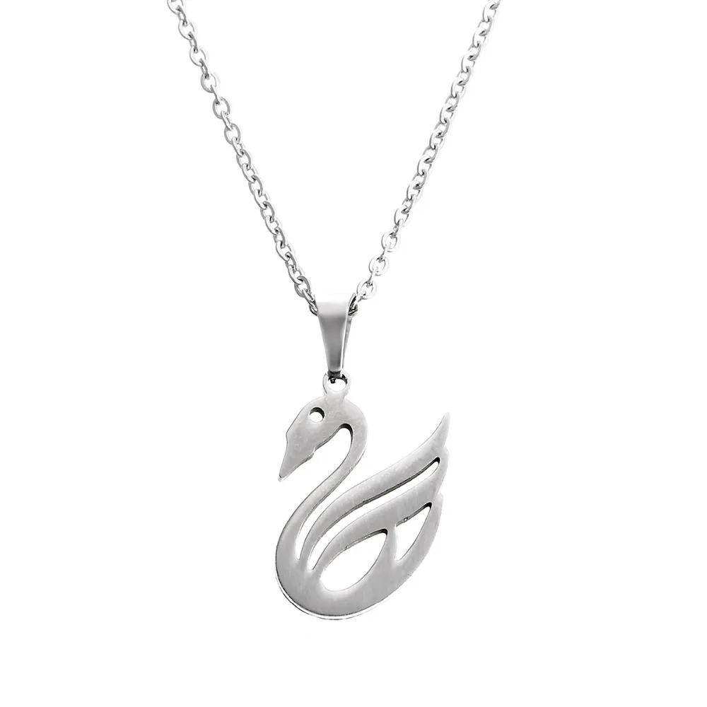 1Pc New Defined White Swan Pendant O Chain Chokers Necklaces Stainless