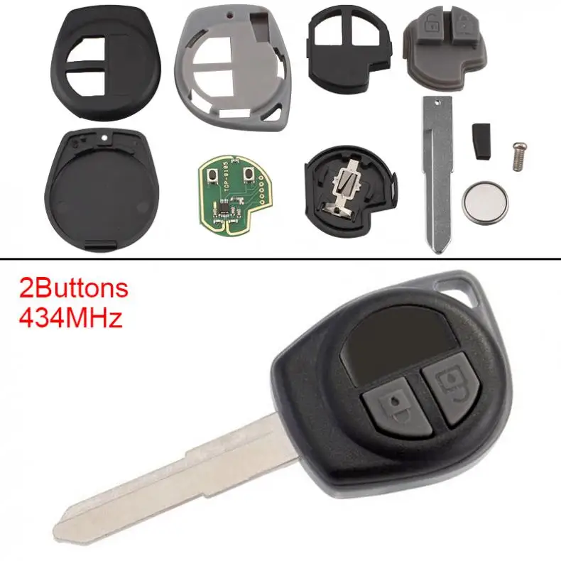 2 Buttons Keyless Key Shell Car Remote Key Fob with ID46 Chip With