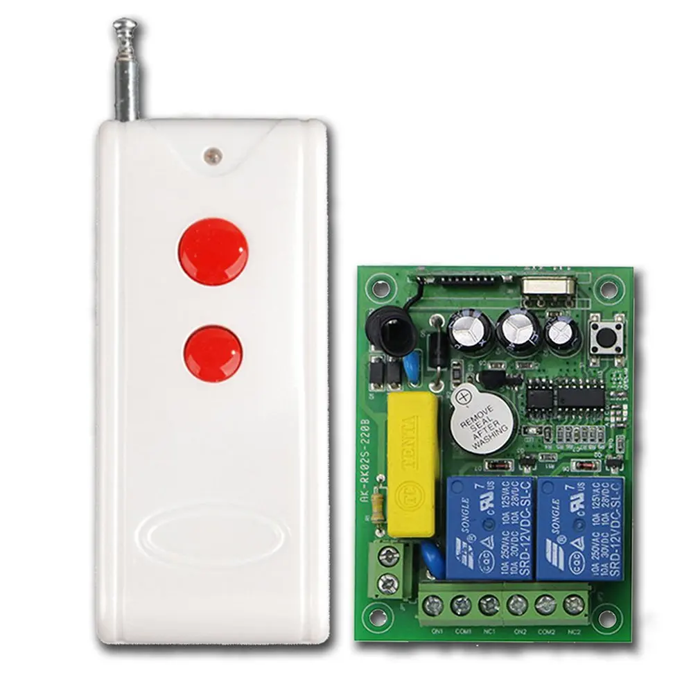 

AC220V 10A Relay High Power Double Channel Wireless Switch & Ultra-thin 2Key Remote Controller Set Multi-functional