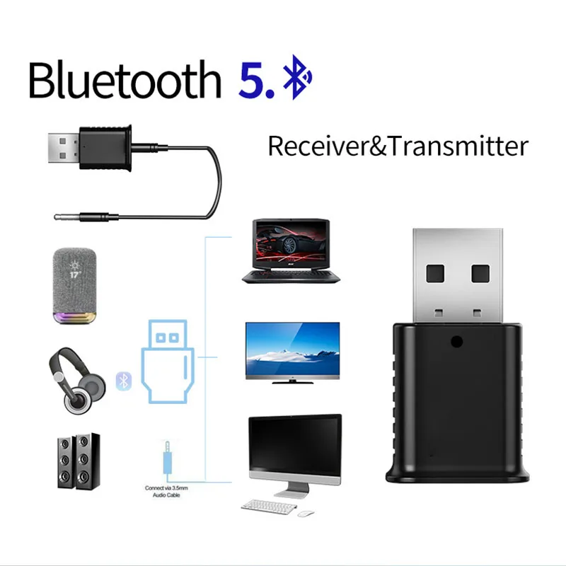 

2 in 1 Bluetooth Emitter Receiver BLE 5.0 2 Modes Car Audio Multifunctional Adapter New Arrival