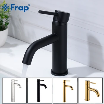FRAP-grifos de lavabo para baño, mezclador sólido para lavabo, mezclador de agua fría y caliente, un solo Mango, lavab
