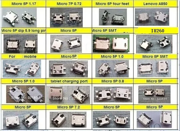

20pcs--100pcs/lot / 20 models micro USB connector, usb jack for Lenovo ZTE huawei and other mobile tabletels