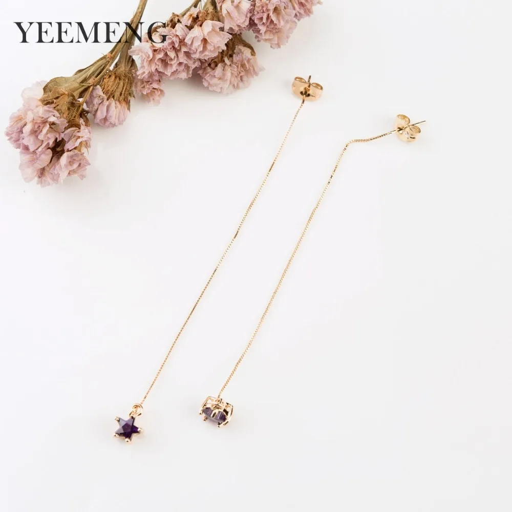 

YEEMENG New Elegant Shiny Cubic Zircon Temperament Drop Earrings For Women Imitation Pearl Threader Earrings