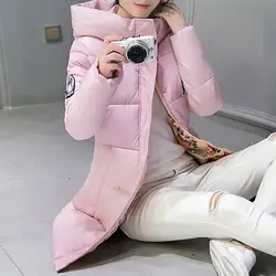 Пуховик женский зимний горячий корейский консервативный стиль толстое теплое хлопковое пальто уличная мода Белый Розовый Милая девочка с