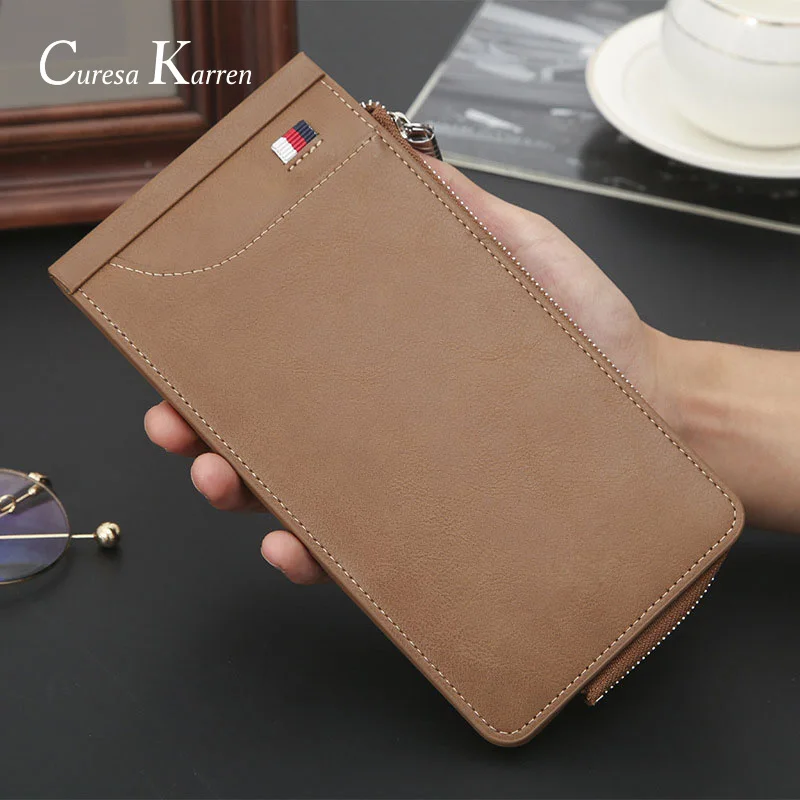 

New men's and women's long wallet casual retro fashion oil wax leather 26 card multi-function card bag wallet