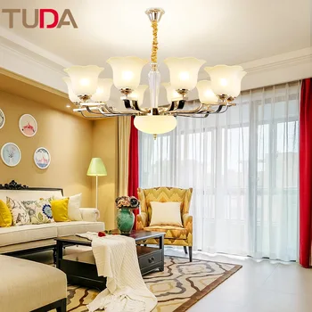 

TUDA LED Chandelier Crystal Chandelier Living Room Bedroom Dining Room Frosted Glass Zinc Alloy Chandelier E27 110V 220V