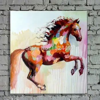

Hand Painted Abstract Animal Paintings Room Decor Funny Galloping Horse Oil Painting On Canvas Hang Pictures On The Wall Craft