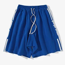 Летние спортивные шорты мужские повседневные короткие Джоггеры мужские модные Боковые Полосатые шорты хип-хоп Эластичный шнурок уличная WY017