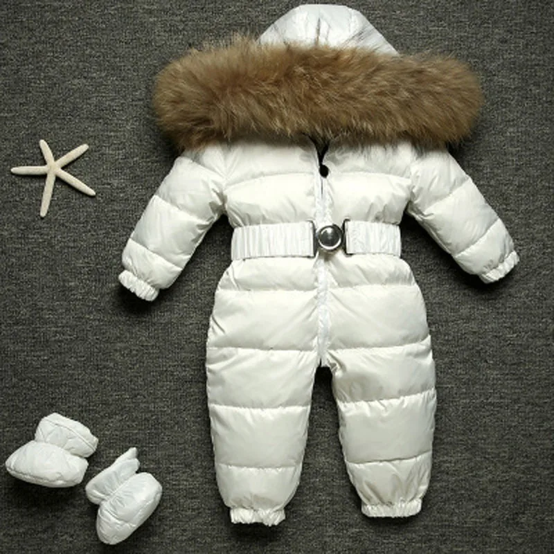 Зимний комбинезон для новорожденных; лыжный костюм; детский зимний комбинезон; Детское пальто; детская зимняя одежда; комбинезон на 90% утином пуху; Детские костюмы; комбинезоны; E165 - Цвет: white