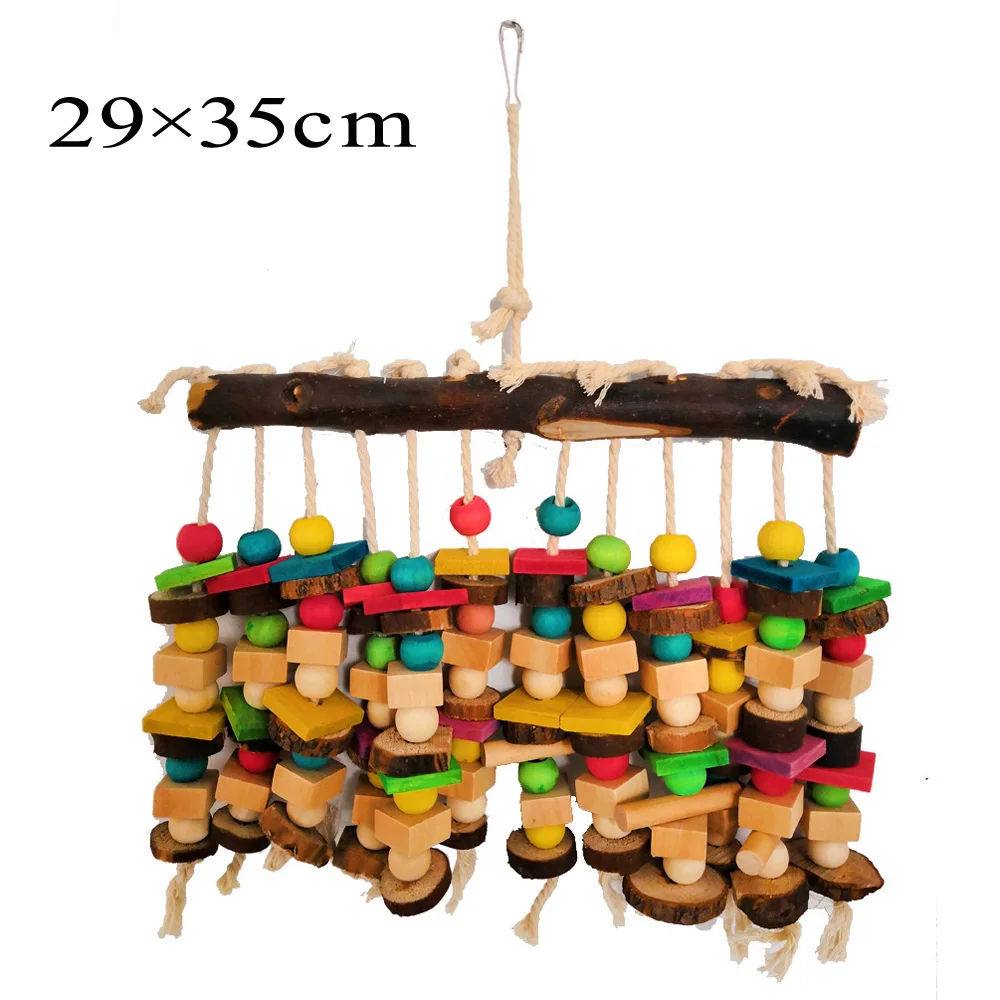 

1pcs For Large Birds Parrots Toy Wood With Cotton Rope Chew Stand Toy Colorful