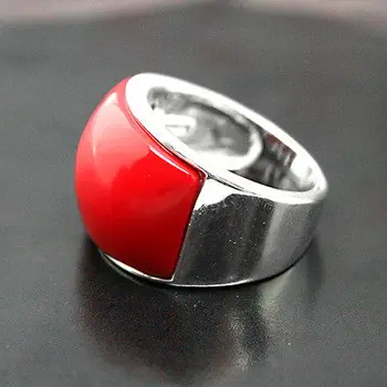 

12*16mm RARE RED CORAL 925 STERLING SILVER JEWELRY RING SIZE 7/8/9/10