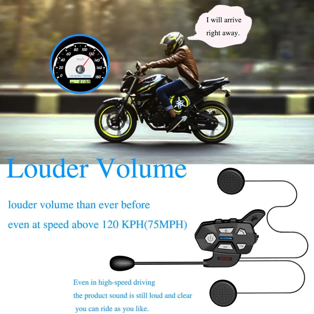 New Bluetooth Intercom Helmet Headsets Riders For Motorcycle R5 FM Bt Wireless Inter-comunicator Interphone Mp3