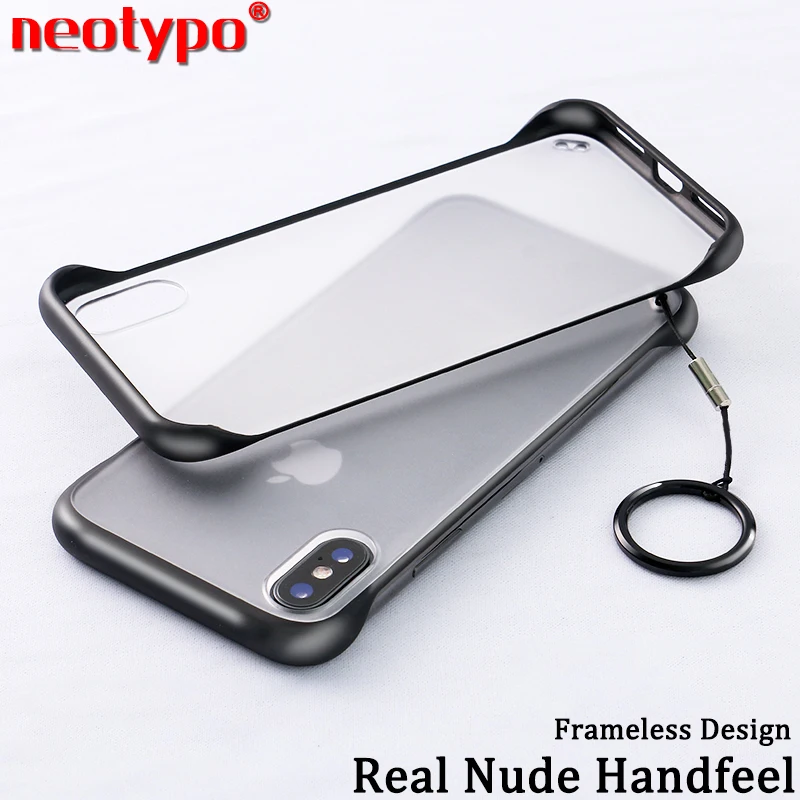 

Luxury Frameless Transparent Ultra Thin Matte Hard Phone Case For iPhone X 7 6 6S 8 Plus XS Max XR Cover With Finger Ring Cases