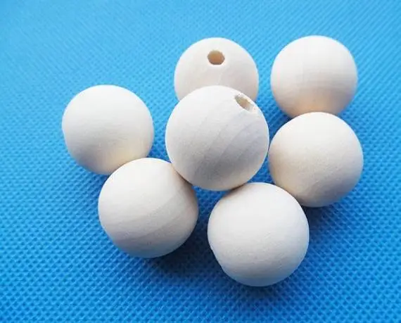 

50pcs 12.67mmx14.20mm unfinished round ball natural wood spacer beads W0010