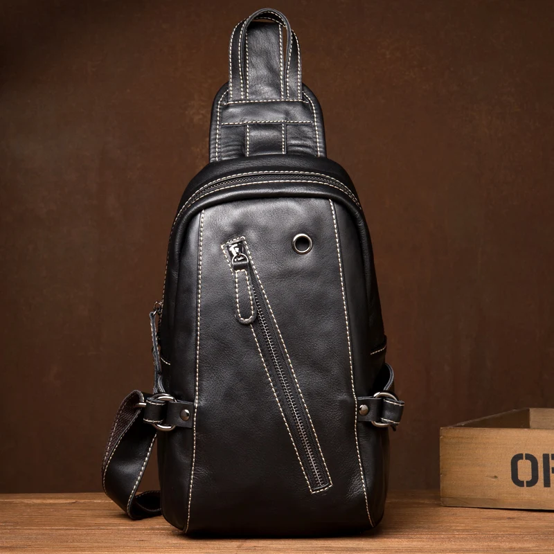 

Genuine Leather Women Bags male chest bag travel shoulder Man Crossbody Bags Messenger Bags Handy Fanny Phone Sling Chest Pack