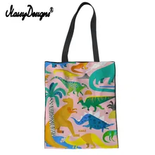 Noisydesigns/Студенческая парусиновая сумка с изображением динозавра и животных; женская многоразовая Складная Большая сумка для покупок; сумка для девочек на плечо; дорожные сумки; Новинка