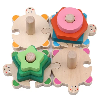 

Baby Stacker Block Wooden Educational Toys Tortoise Geometry Matching Building Game Toy Kids Birthday Gifts