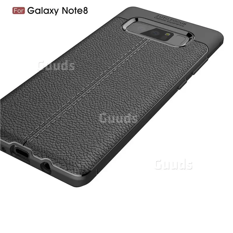 Luxury Auto Focus Litchi Texture Silicone TPU Back Cover for Samsung Galaxy Note 8 - Black