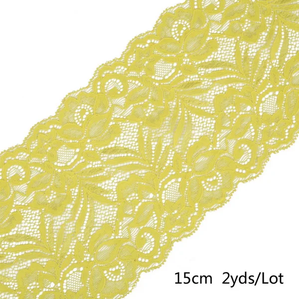 2 ярда 15 см стрейч эластичная кружевная Лента ткань DIY Швейные аксессуары для одежды отделка Свадебные украшения - Цвет: yellow