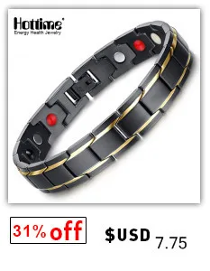 Hottime Double Row Black Gun Plated Men Health Magnetic Bracelet Titanium Steel Bracelets For Man Magnet Energy Armband 10142