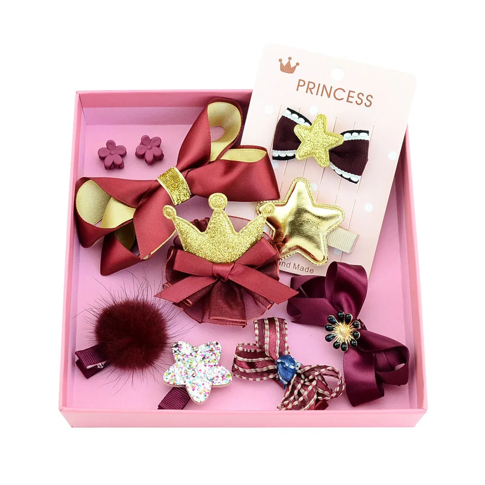 Fashion Children's Headwear Set Gift Boxed Princess Girls Hairband Flower Bow Crown Hairpin Set Hair Accessories (11)