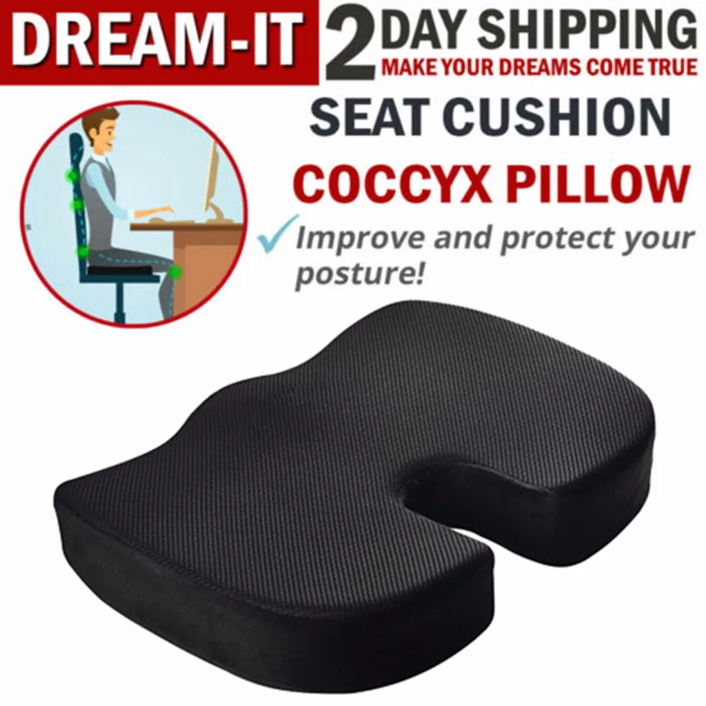 

Premium Memory Foam Seat Cushion Coccyx Orthopedic Car Office Chair Cushion Pad for Tailbone Sciatica Lower Back Pain Relief