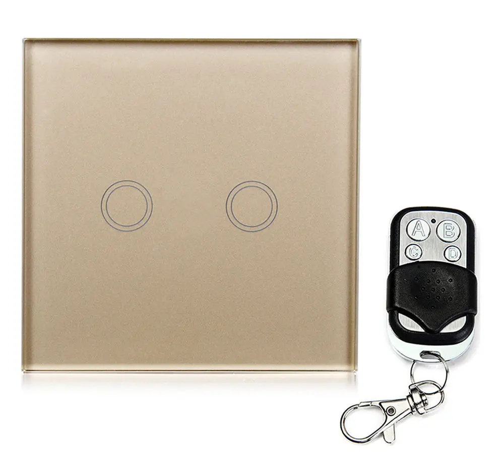 

86 standard Touch Switch Light Control Sensor Switch Luxury Wall Switch Panel 2 gang 110-240V Crystal Tempered Glass white/golde