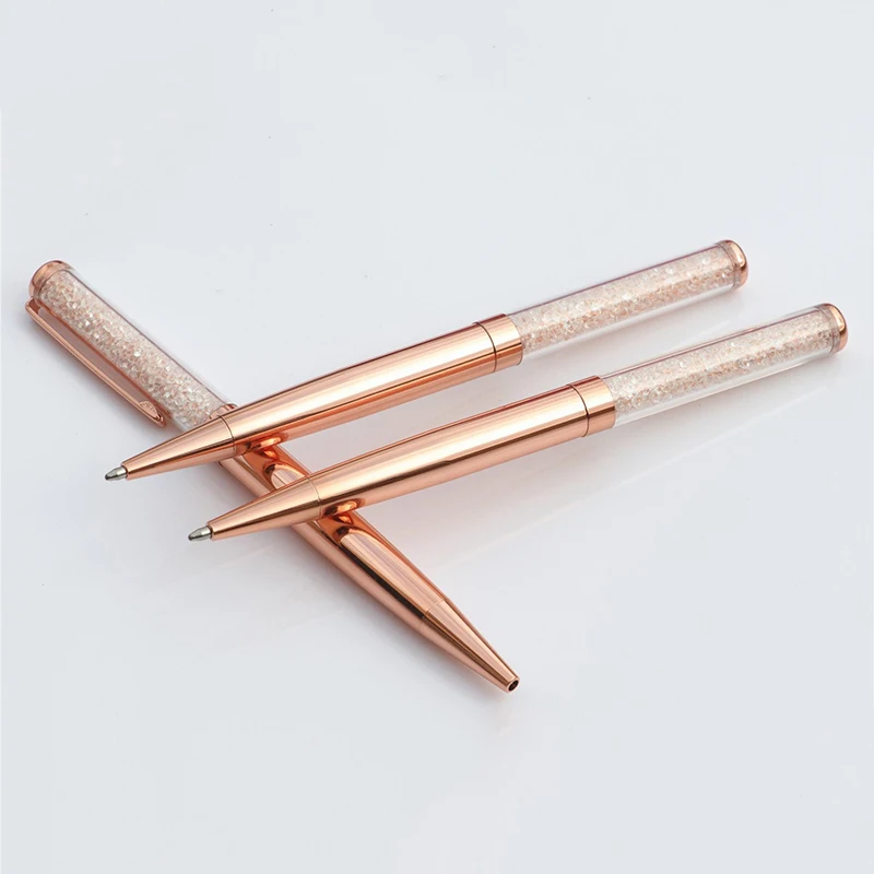 Розовое золото ручка Bling Crystal Ball Point черные чернила для ручки ручка с 3 дополнительных заправки(розовое золото упак