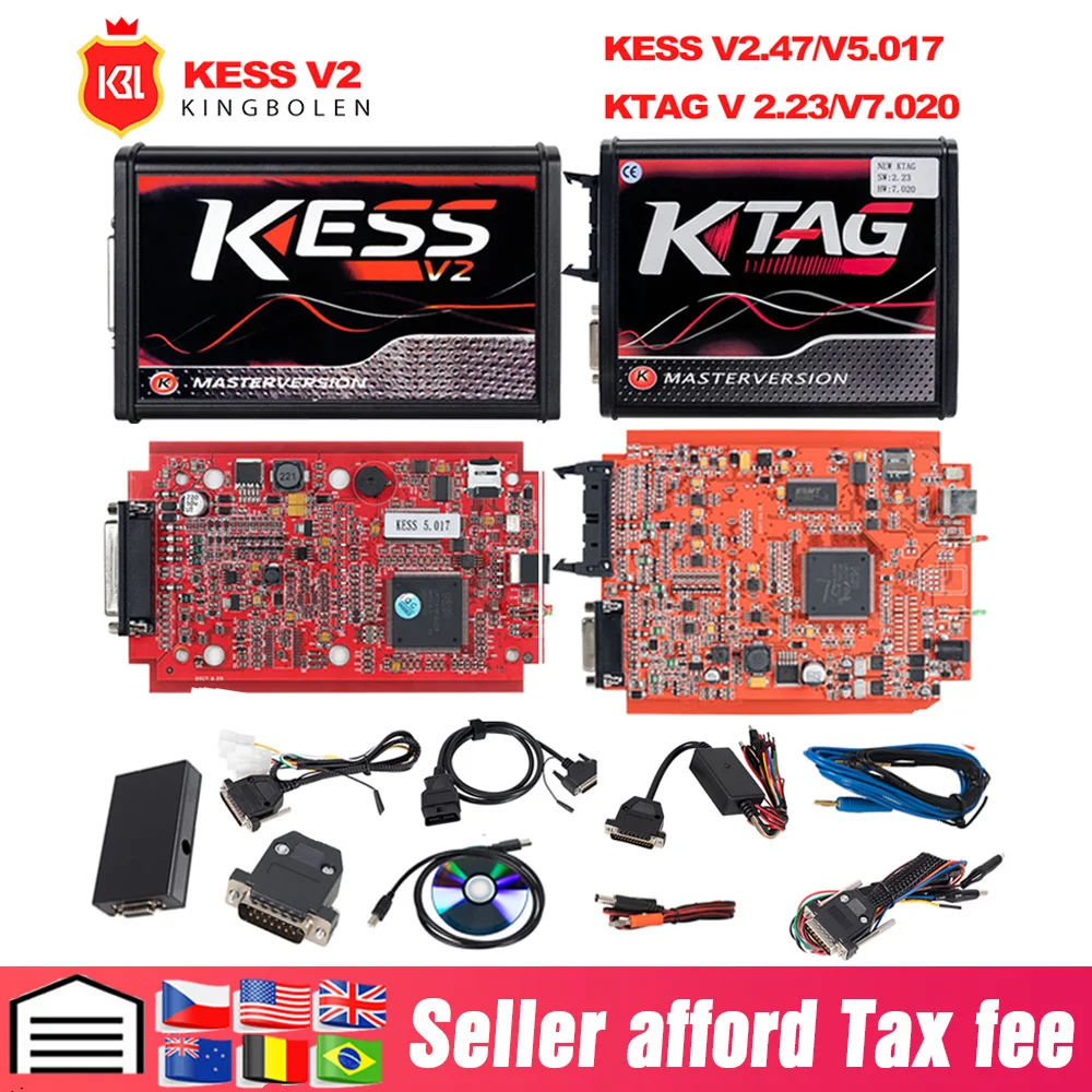 

Red KESSv2 V5.017 V2.47 KTAG V7.020 V2.25 No Token Limit 4 LED ECU Programmer Tool KESS V2 V5.017 KTAG v7.020 For Car Truck