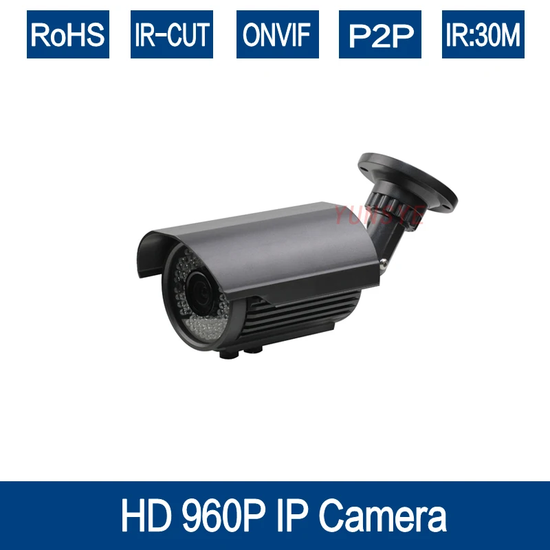 

Free shipping for 1.3 MP indoor IP Camera 1280*960p Bullet IP Camera IR Outdoor Security ONVIF P2P IR Cut Filter Megapixel Lens